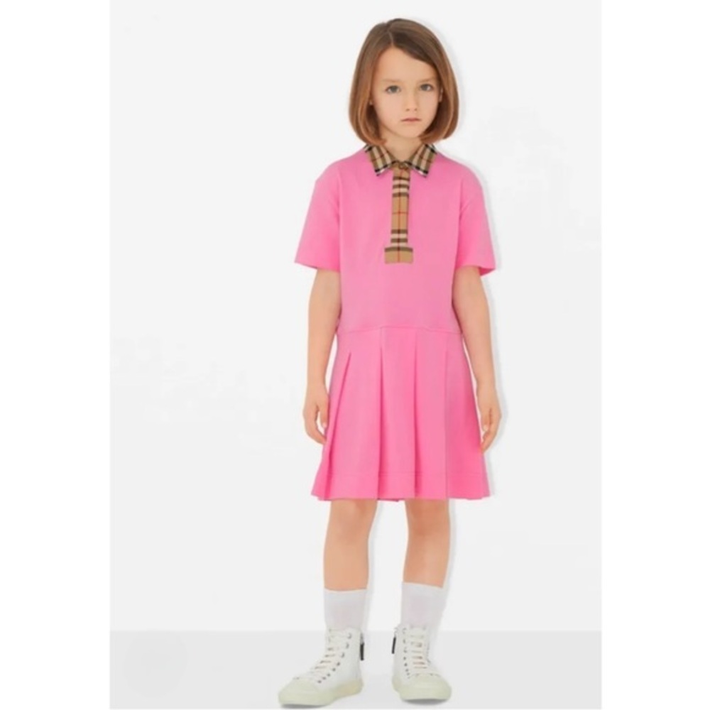 BURBERRY GIRLS SIGRID CHECK POLO SHIRTDRESS